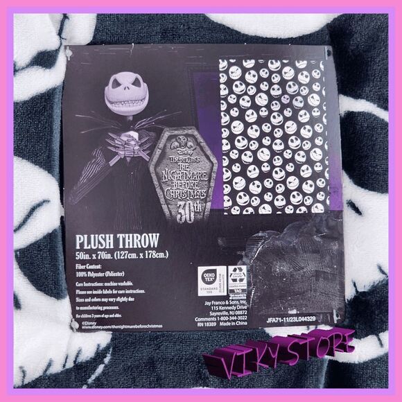 NWT {Disney's} The Night Before Christmas : Oversized Plush Throw 50x70 NWT - Picture 3 of 4